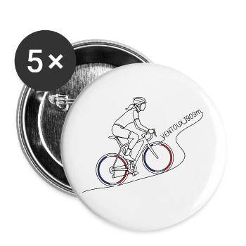 Mont Ventoux 1909m Minimalistische Linienkunst - Buttons groß 56 mm (5er Pack) - Weiß - Vorne