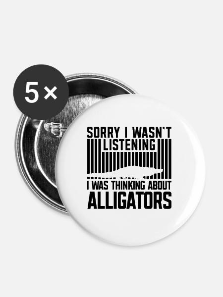 Alligator Silhouette Reptil - Buttons groß 56 mm (5er Pack) - Weiß