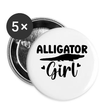 Alligator Girl Reptilien Fan - Buttons groß 56 mm (5er Pack) - Weiß - Vorne
