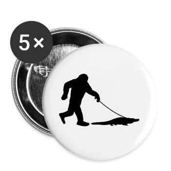 Bigfoot mit Alligator - Buttons groß 56 mm (5er Pack) - Weiß - Vorne