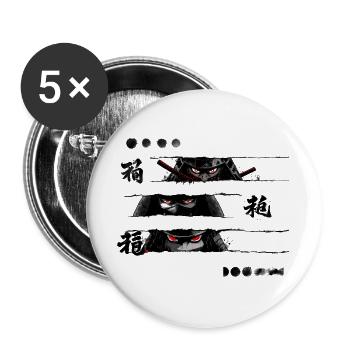 Roter Shinobi Katanas - Buttons groß 56 mm (5er Pack) - Weiß - Vorne