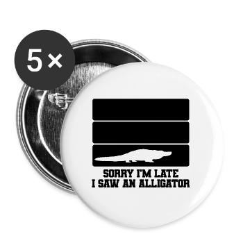 Alligator Silhouette Humor - Buttons groß 56 mm (5er Pack) - Weiß - Vorne