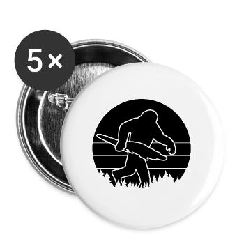 Bigfoot mit Alligator Silhouette - Buttons groß 56 mm (5er Pack) - Weiß - Vorne