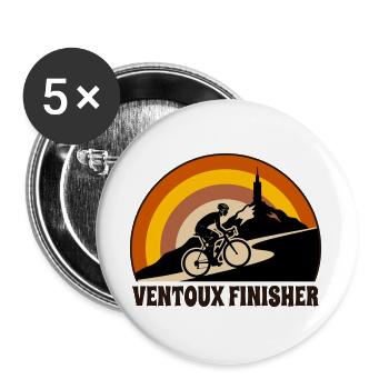 Ventoux Finisher Retro-Radfahrer - Buttons groß 56 mm (5er Pack) - Weiß - Vorne