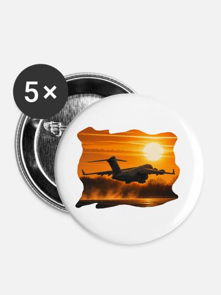 C-17 Globemaster Sunset - Buttons groß 56 mm (5er Pack) - Weiß