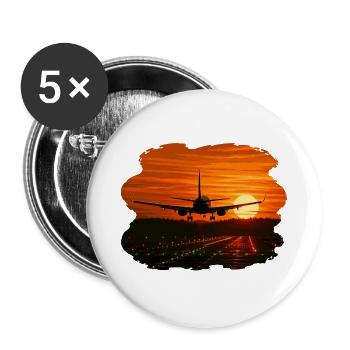 Flugzeuglandung bei Sonnenuntergang - Buttons groß 56 mm (5er Pack) - Weiß - Vorne