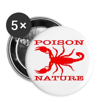 Gift-Natur: Roter Skorpion - Buttons groß 56 mm (5er Pack) - Weiß - Vorne