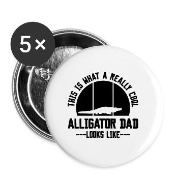 Cooler Alligator Papa Retro Silhouette - Buttons groß 56 mm (5er Pack) - Weiß - Vorne