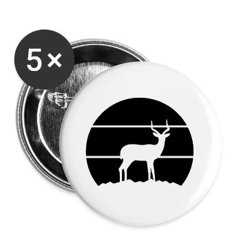 Antilope Silhouette - Buttons groß 56 mm (5er Pack) - Weiß - Vorne