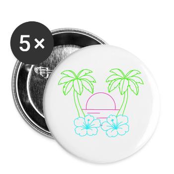 Neon Tropenstrand Sonnenuntergang - Buttons groß 56 mm (5er Pack) - Weiß - Vorne