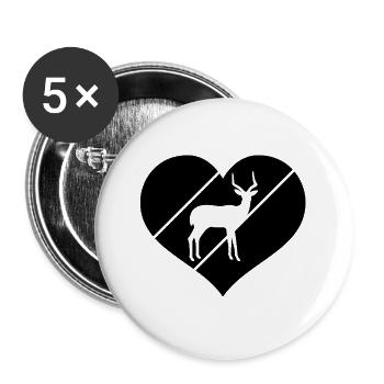 Antilope Silhouette Herz - Buttons groß 56 mm (5er Pack) - Weiß - Vorne