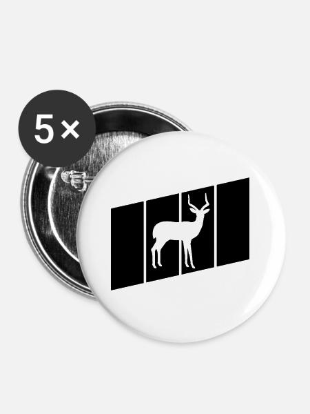 Antilope Silhouette - Buttons groß 56 mm (5er Pack) - Weiß
