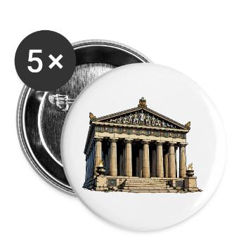 Klassischer Tempel Parthenon Grafik - Buttons groß 56 mm (5er Pack) - Weiß - Vorne