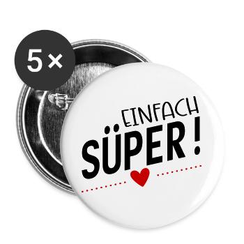 Süper - Buttons groß 56 mm (5er Pack) - Weiß - Vorne