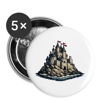 Inselburg aus Steinen am Meer - Buttons groß 56 mm (5er Pack) - Weiß - Vorne