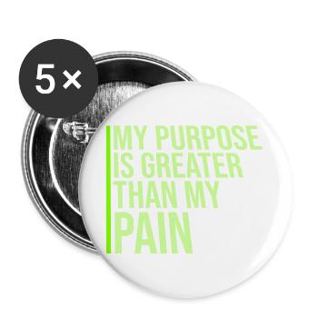 Mon but est plus grand que ma douleur, ce qui signifie le logo des guillemets - Lot de 5 grands badges (56 mm) - blanc - Devant