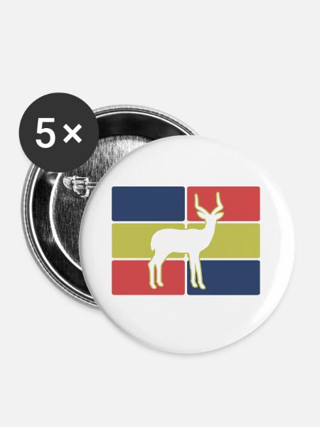 Antilope Afrika Safari - Buttons groß 56 mm (5er Pack) - Weiß