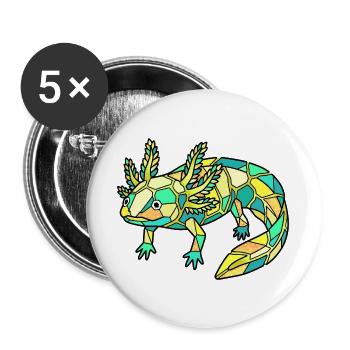 Geometric Axolotl Mosaic - Buttons large 2.2''/56 mm (5-pack) - white - Front