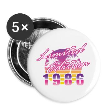 40. Geburtstag Limited Edition 1986 vintage - Buttons groß 56 mm (5er Pack) - Weiß - Vorne