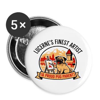 Artist Lucerne Art And Pug Parent Apparel - Buttons large 2.2''/56 mm (5-pack) - white - Front