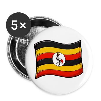 Uganda flag art with crane - Buttons large 2.2''/56 mm (5-pack) - white - Front