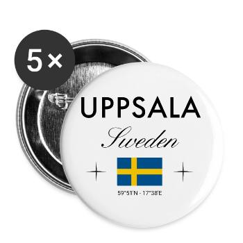 Uppsala Sweden Coordinates Travel Souvenir - Buttons large 2.2''/56 mm (5-pack) - white - Front