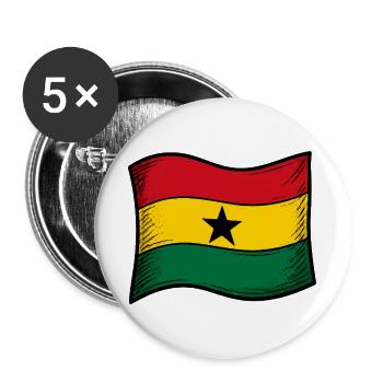 Ghana Flag Red Gold Green Star - Buttons large 2.2''/56 mm (5-pack) - white - Front