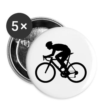 Road Bike Silhouette Cycling - Buttons large 2.2''/56 mm (5-pack) - white - Front
