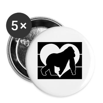 Silhouette du Cœur de Singe - Lot de 5 grands badges (56 mm) - blanc - Devant