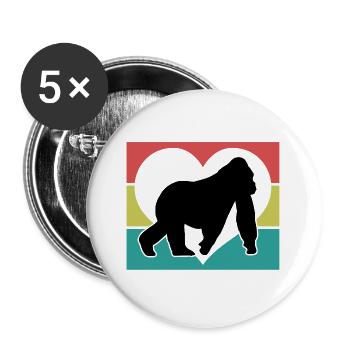 Retro Monkey Silhouette Heart - Buttons large 2.2''/56 mm (5-pack) - white - Front