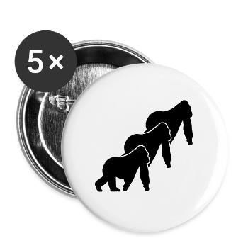 Three Monkeys Silhouettes - Buttons large 2.2''/56 mm (5-pack) - white - Front