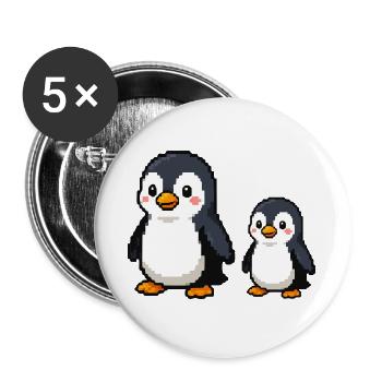 Pixel Penguin Duo - Buttons large 2.2''/56 mm (5-pack) - white - Front