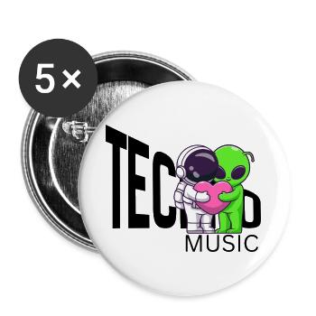 Cosmic Hug: Alien and Astronaut - Buttons large 2.2''/56 mm (5-pack) - white - Front