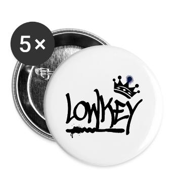 Lowkey Graffiti Tag Krone Hip Hop (black) - Buttons groß 56 mm (5er Pack) - Weiß - Vorne