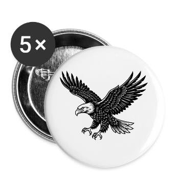 Adler Vogel im flug Modus  - Buttons groß 56 mm (5er Pack) - Weiß - Vorne