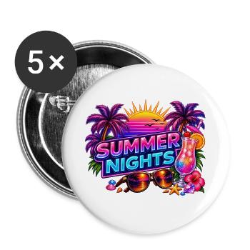 Nuits d'Été Néon Tropiques - Lot de 5 grands badges (56 mm) - blanc - Devant