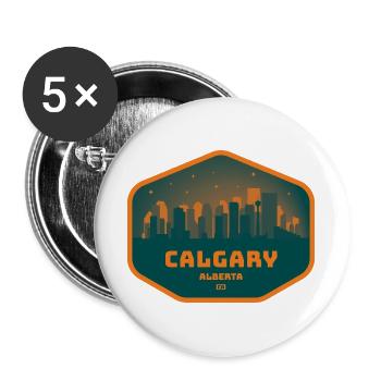 Calgary Skyline Nacht - Buttons groß 56 mm (5er Pack) - Weiß - Vorne