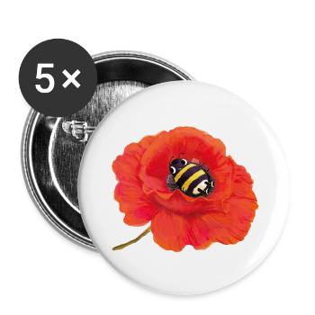 Bumblebee süße Hummel  - Buttons groß 56 mm (5er Pack) - Weiß - Vorne