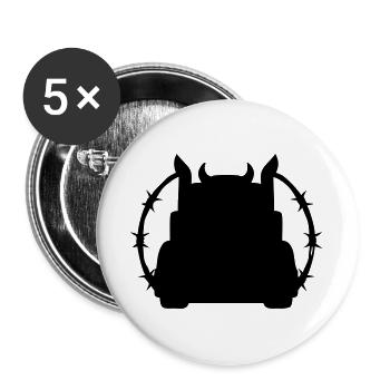 Truck Silhouette Stacheldraht Logo - Buttons groß 56 mm (5er Pack) - Weiß - Vorne