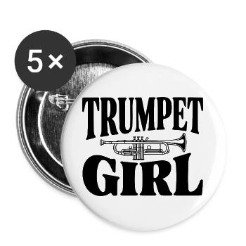 Trompetenmädchen - Buttons groß 56 mm (5er Pack) - Weiß - Vorne