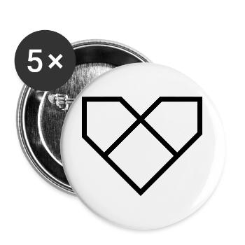 Printstream Herz - Buttons groß 56 mm (5er Pack) - Weiß - Vorne