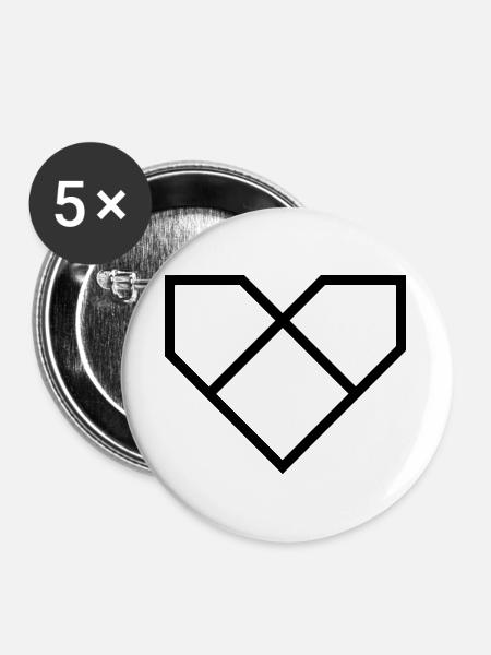 Printstream Herz - Buttons groß 56 mm (5er Pack) - Weiß