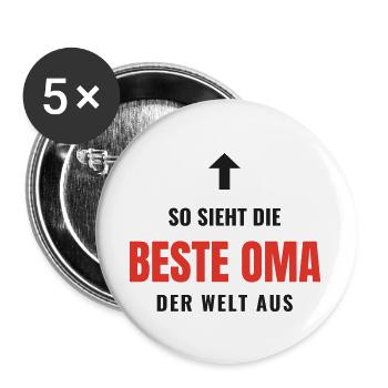So sieht die beste Oma der Welt aus Geschenk Oma - Buttons groß 56 mm (5er Pack) - Weiß - Vorne
