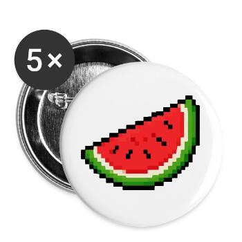 Pixel-Wassermelone Slice - Buttons groß 56 mm (5er Pack) - Weiß - Vorne
