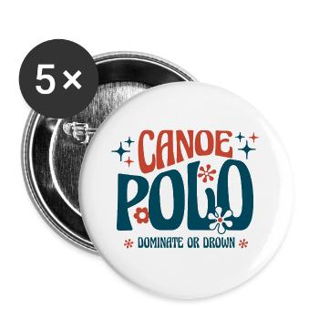 Kanupolo Spieler - Canoepolo - Canoe Polo Player - Buttons groß 56 mm (5er Pack) - Weiß - Vorne