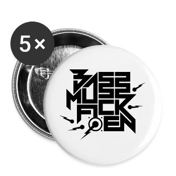 Bass muss ficken - Variante 2 (Farbe änderbar) - Buttons groß 56 mm (5er Pack) - Weiß - Vorne