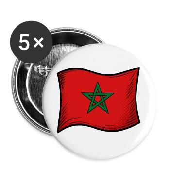 Marokko Fahne - Buttons groß 56 mm (5er Pack) - Weiß - Vorne