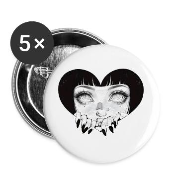 Gothic Schattenherz Manga-Style - Buttons groß 56 mm (5er Pack) - Weiß - Vorne