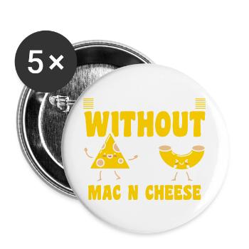 Makkaroni und Käse Mac and Cheese - Buttons groß 56 mm (5er Pack) - Weiß - Vorne