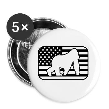 Affe USA – Amerikanische Flagge - Buttons groß 56 mm (5er Pack) - Weiß - Vorne